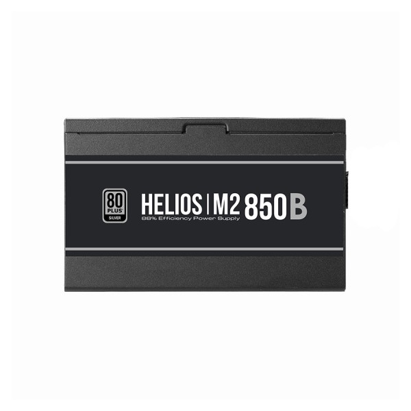 مزود طاقة GAMDIAS HELIOS M2 850B, قدرة 850 واط, شهادة كفاءة 80 Plus Silver, دعم معيار ATX 3.1, تصميم كابلات غير قابلة للفصل Non-Modular - أسود